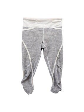 Lululemon Run Pace Crop Leggings Womens Grey Mesh Panel Stretch Yoga Pants Sz 2